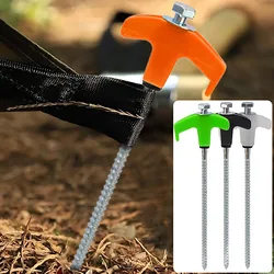 1/2/4pcs Metal Tent Spikes Camping Pegs Drill in Ground Anchors Heavy Duty Spiral Screw with Hex Socket Stakes Camping Stakes