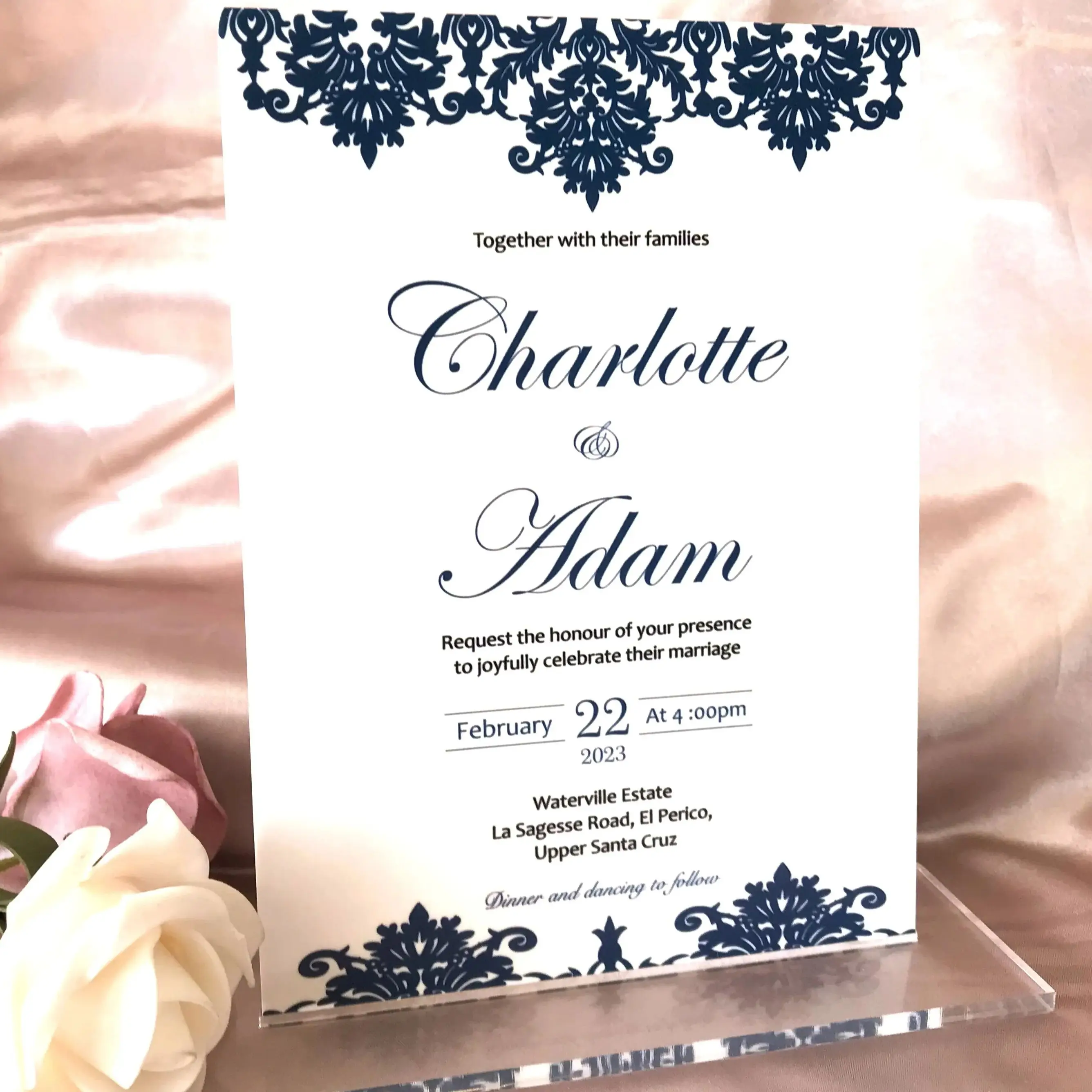 

10pcs Custom Acrylic Wedding Invitation Card, Personalized White Acrylic Invitations Birthday Invite for Party Decoration