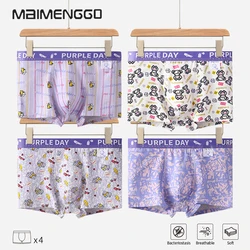 Purple men's underwear boxer shorts cotton printtrend printing seamless skin-friendly antibacterial underwear men.