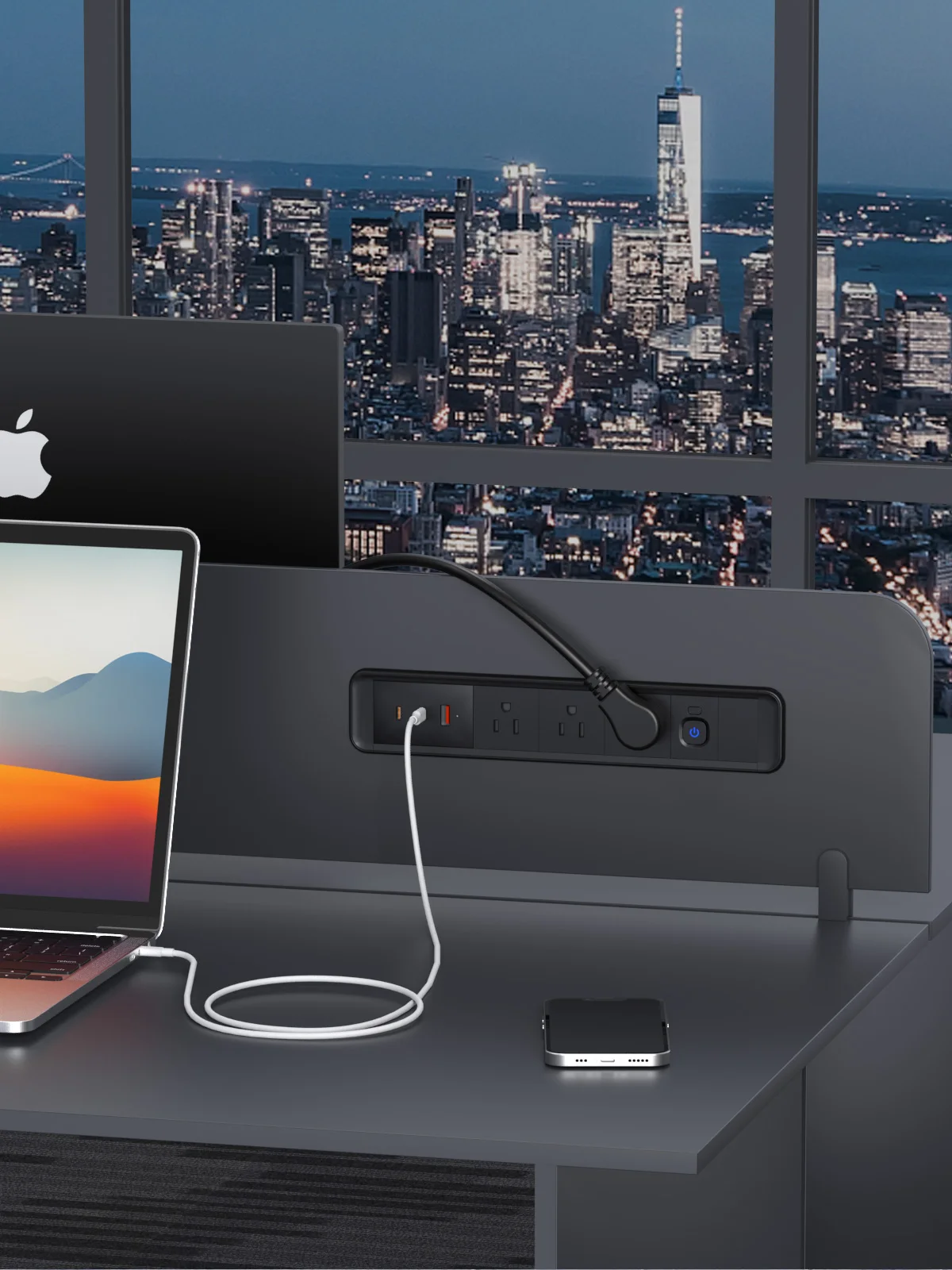 US Power Recessed Power Strip with 5 Outlets 65W USB-C Port,Desk-Mounted Hidden Electrical Outlet Drawer Outlet Desk Organizer