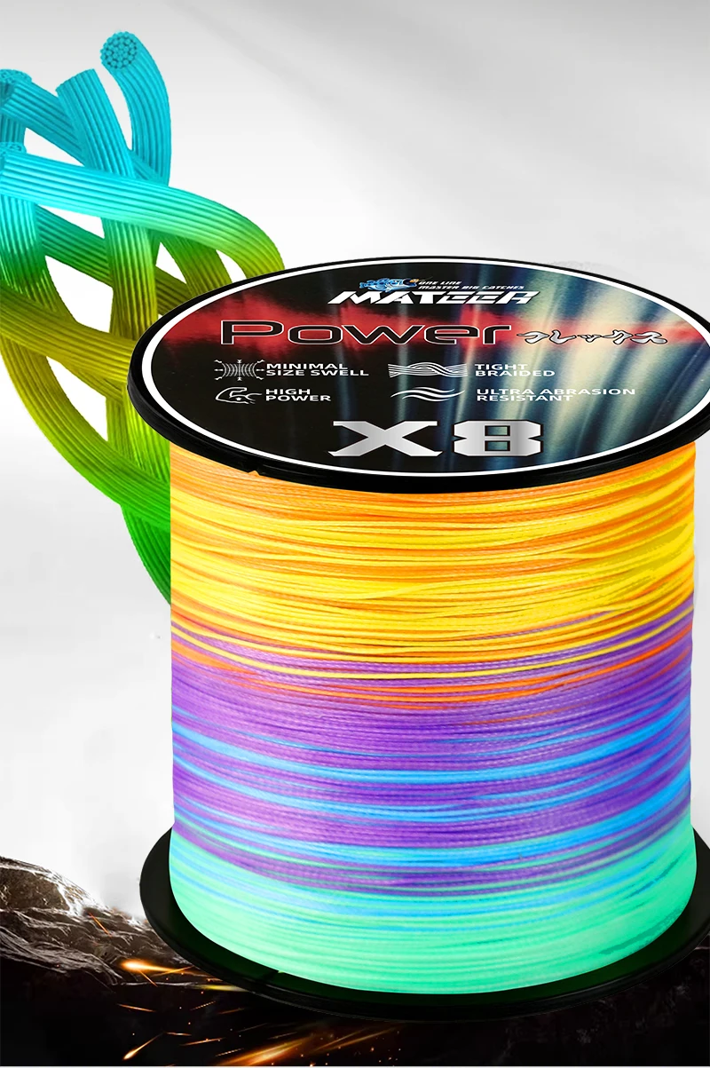 MATEER 8-fach Geflochtene Angelschnur 300/500/1000M Multifilament Salzwasser PE Karpfenschnur Grün Mehrfarbig Japan Super Stark Zubehör – Detail 7