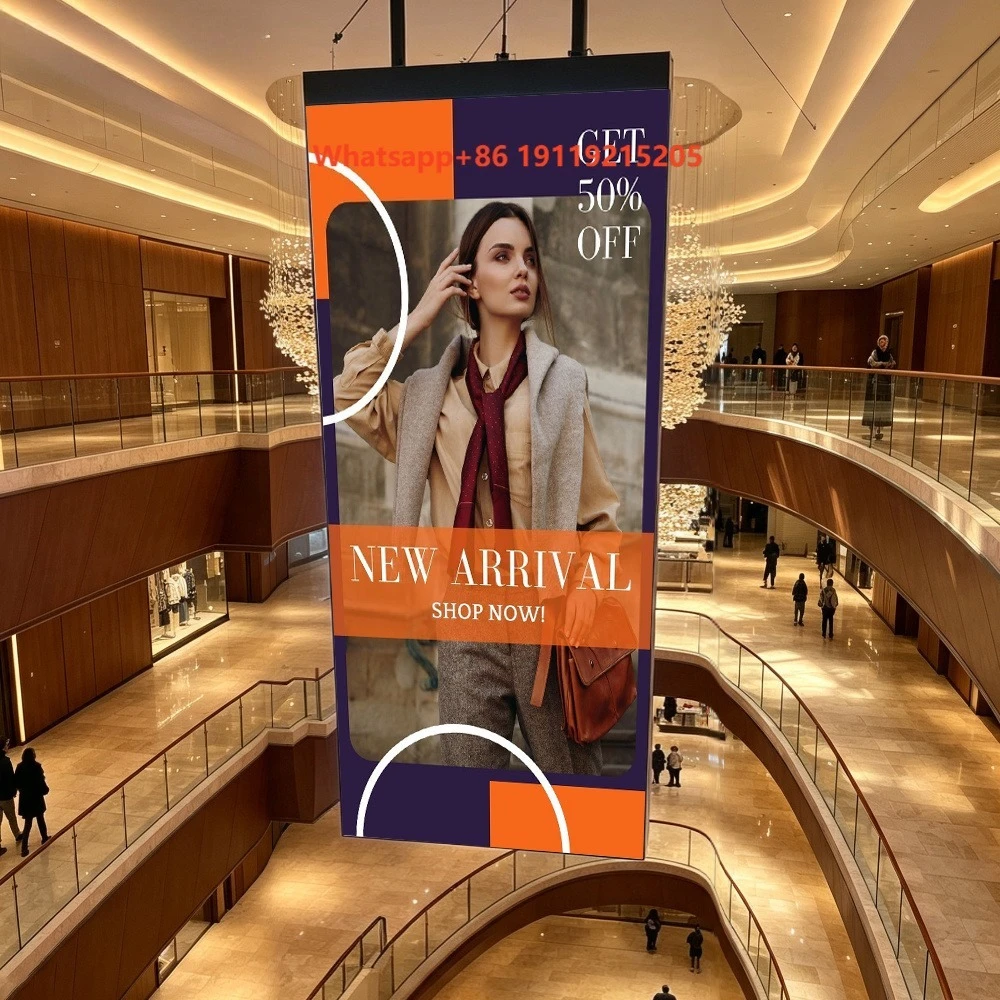 Double-Sided LED Hanging Retail Shop Window P1.56 P1.953 Led Wall Hanging Digital Signage