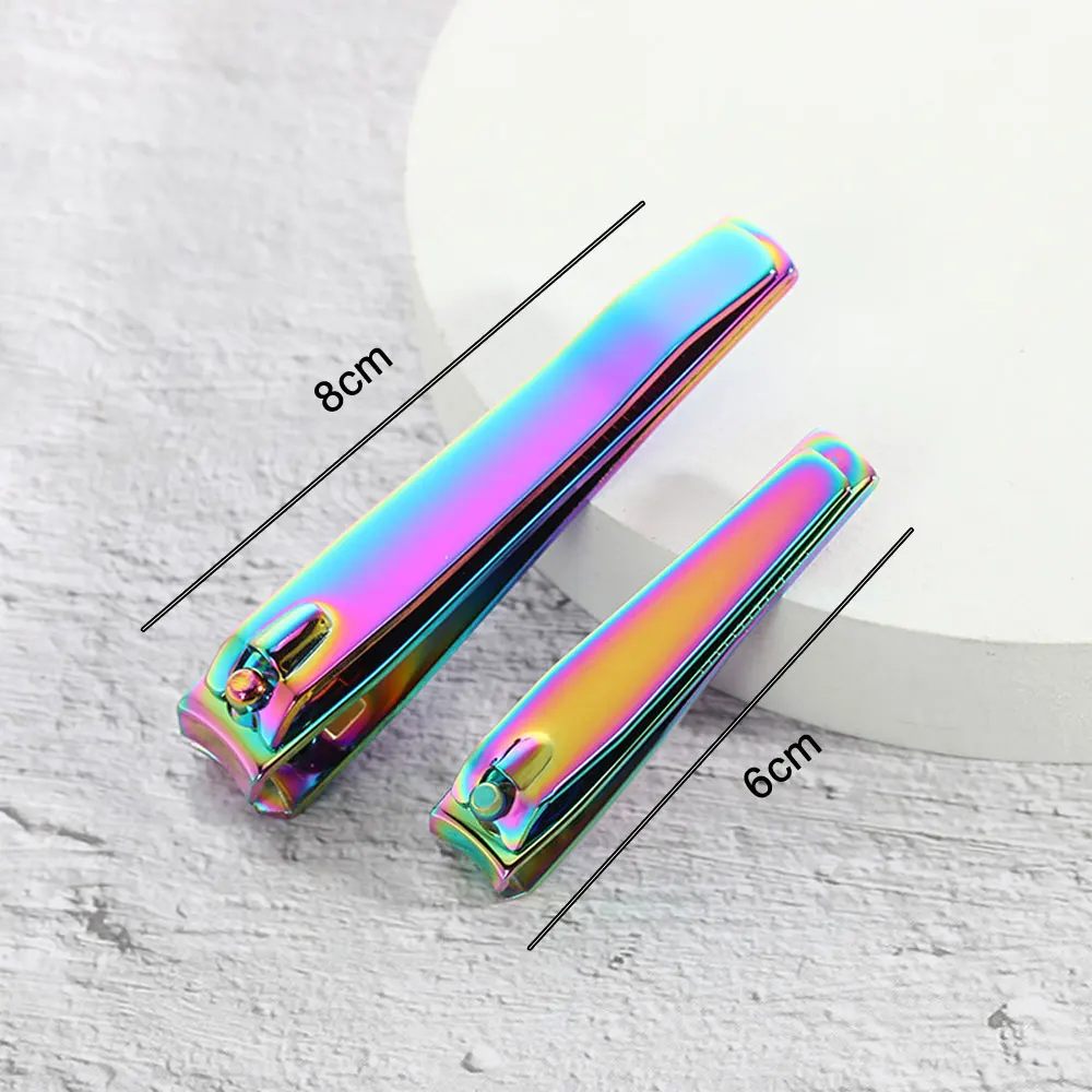 1 szt. Tęczowe obcinaczki do paznokci Tytanowe obcinaczki do paznokci Stal nierdzewna Ostre obcinaczki do paznokci u stóp Płaskie narzędzia do przycinania paznokci