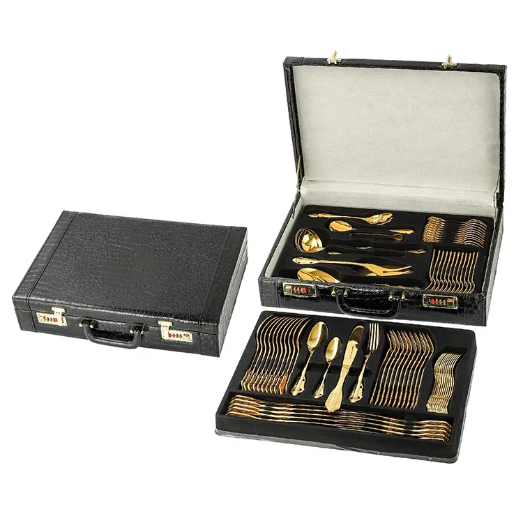 Retro Royal Silverware Set Wedding Forks Spoons And Knives 86 Pcs Stainless Steel Cutlery Set