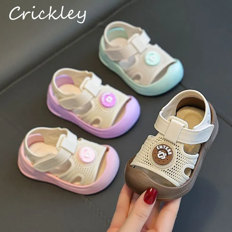 

Summer PVC Children Sandals Waterproof Hook Loop Closed Toe Sandals For Kids Toddler Anti Slip Baby Boys Girls Beach Shoes