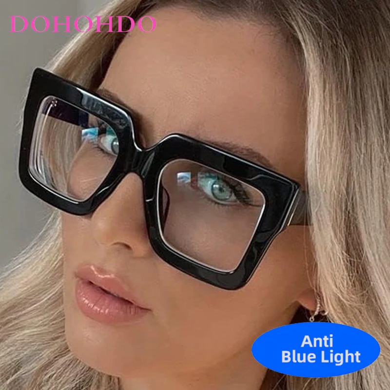 

Trend Personality Candy Color Punk Oversized Square Anti-Blue Light Glasses Luxury Brand Women Men Computer Work Optical Eyewear