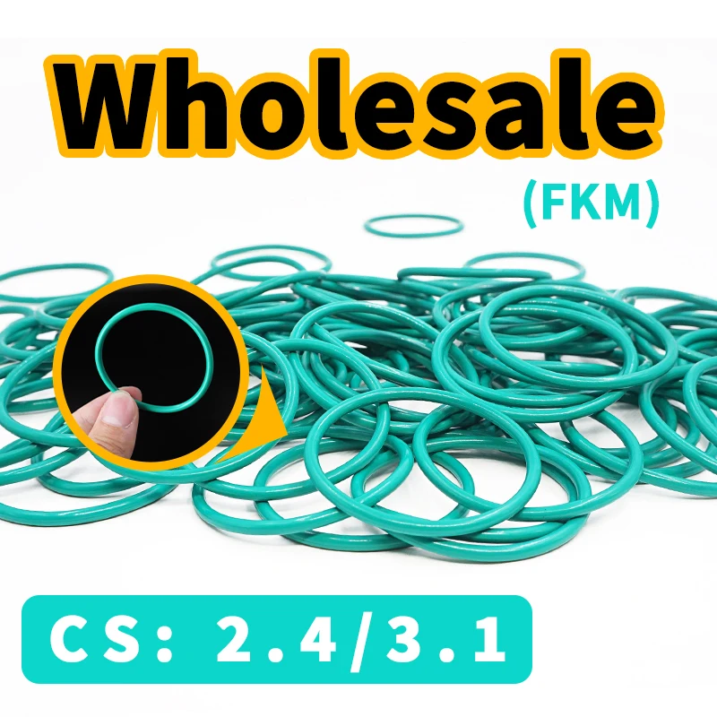 

O-ring thickness 2.4/3.1mm wholesale Sealing element link FKM Green fluororubber gasket seal ring rubber elastic Free Shipping