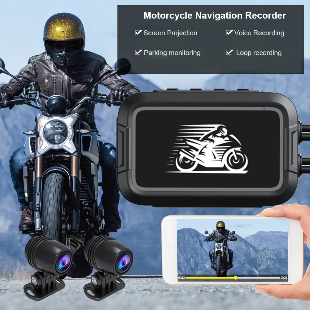 Dual 1080P Motorcycle DVR Motorbike Video Recorder Black Box Parking Monitor Front Rear View Dual Lens Motorcycle DVR Dash Cam