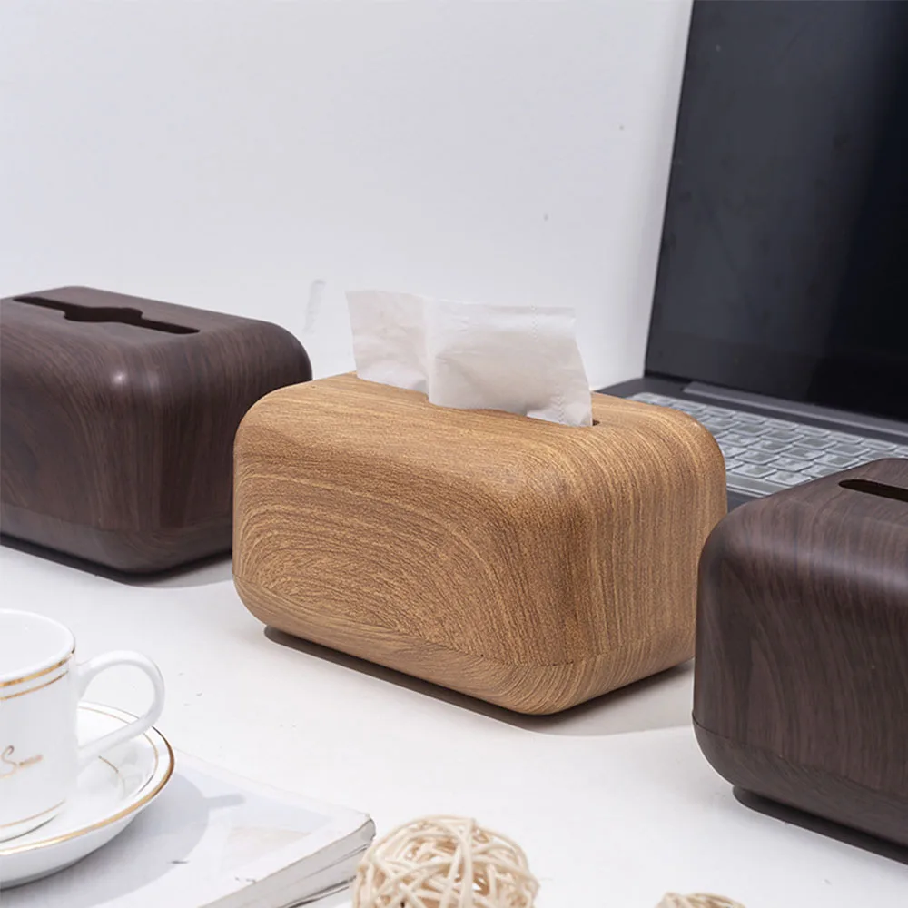 Japanese Tissue Box Napkin Storage Holder Wooden Cover ABS Toilet Paper Case Container Simple Stylish Home Car Desktop Organizer