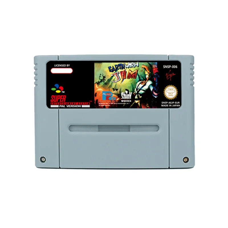 لعبة دودة الأرض جيم 1 أو دودة الأرض جيم 2 لـ SNES 16 BitRetro Cart هدية للأطفال