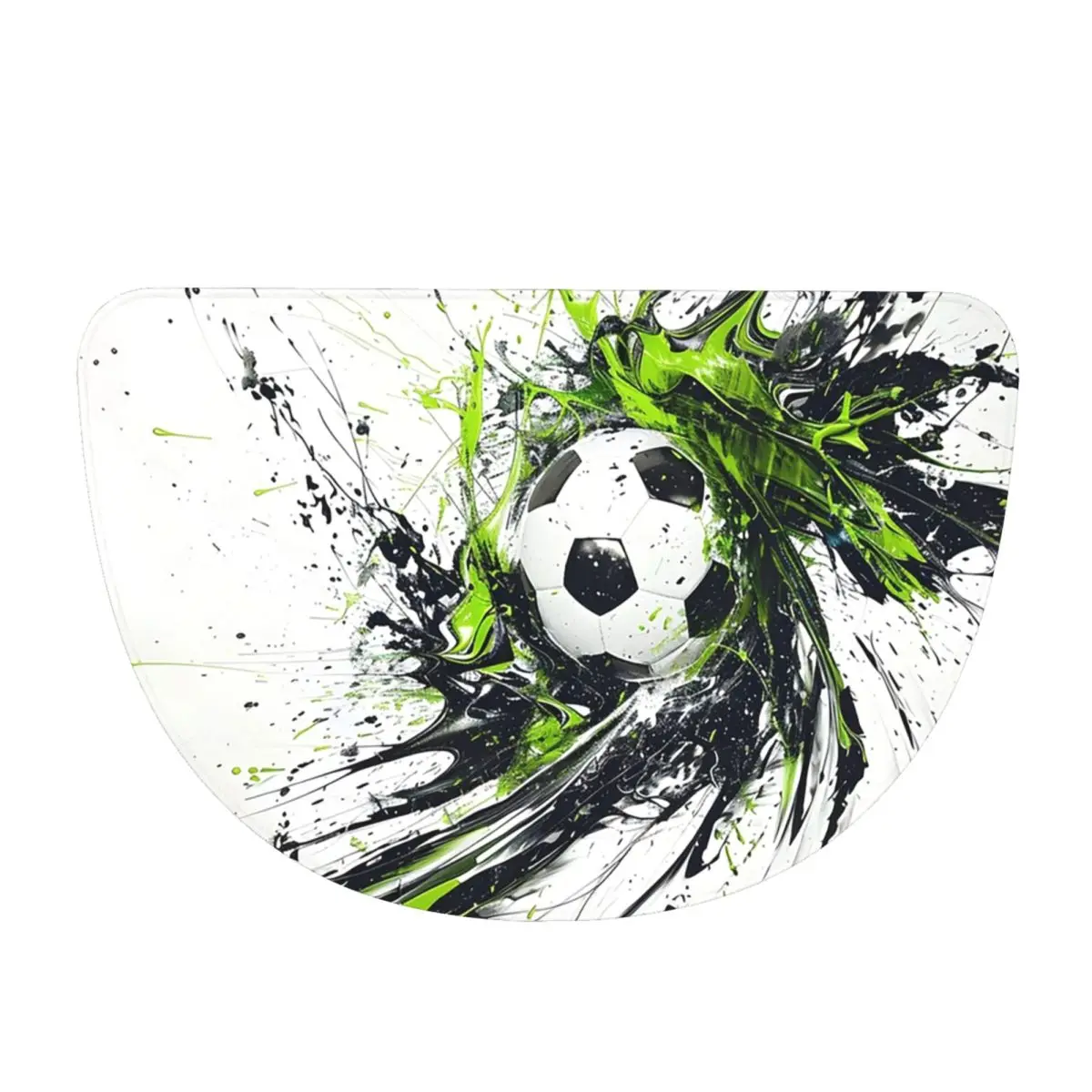 Abstract Colour Soccer Splash Ink Football Art Watercolor Soft Half Round Doormat Non Slip Bathroom Mat Absorbent Floor Carpet