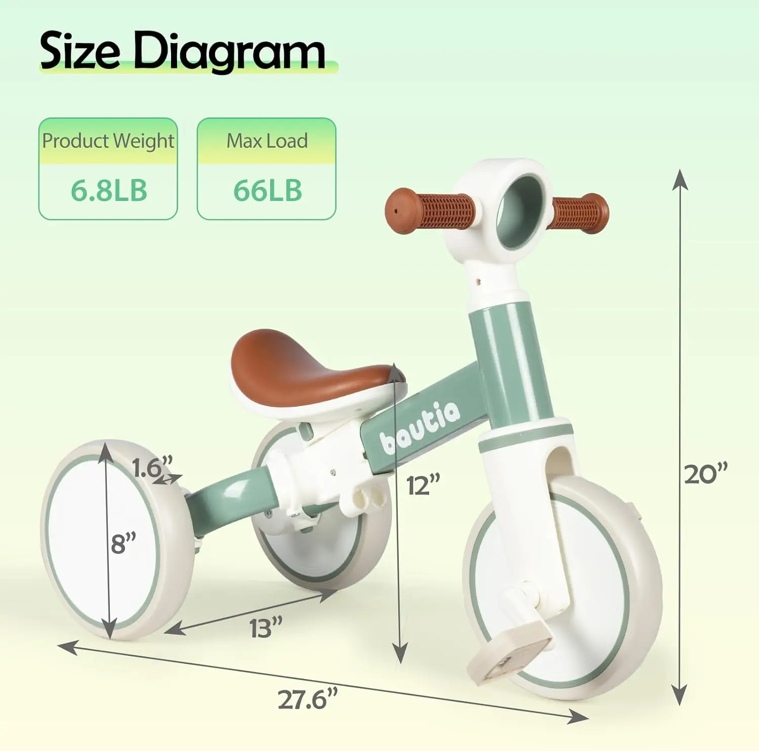 4 in 1 Tricycle for Toddlers 1-3 Baby Balance Bike 1 2 Year Old Boy Girl Gift, Bicycle for Kids Toy with Removable Pedals