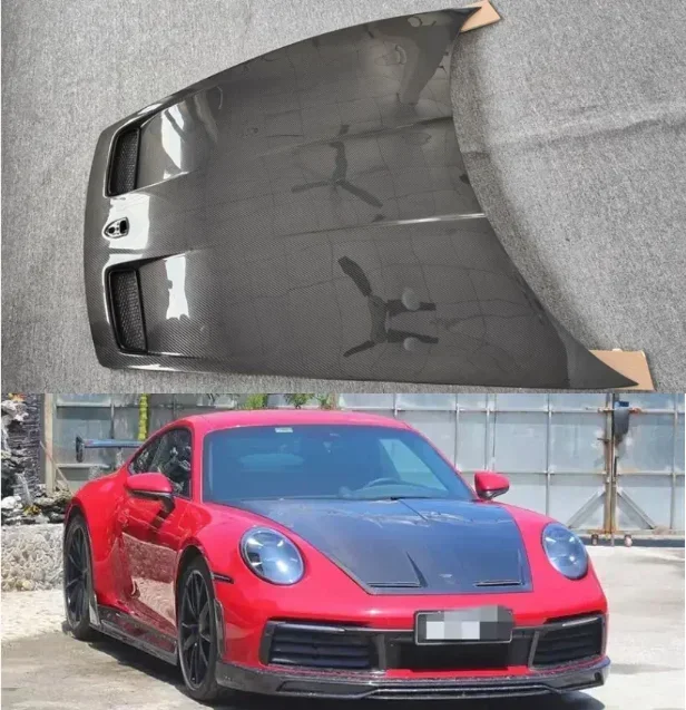 New！ GT3 Real Carbon Fiber Car Front Engine Hood Vent Cover For Porsche Carrera 911 992 2019 2020 2021 2022 2023