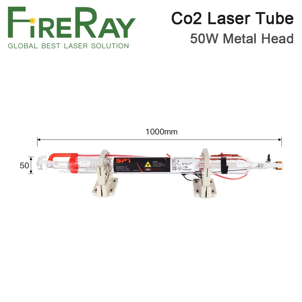 Fireray 50-70W Metal Head Co2 Laser Tube 1000mm Glass Tube for Co2 Laser Engraving and Cutting Machine