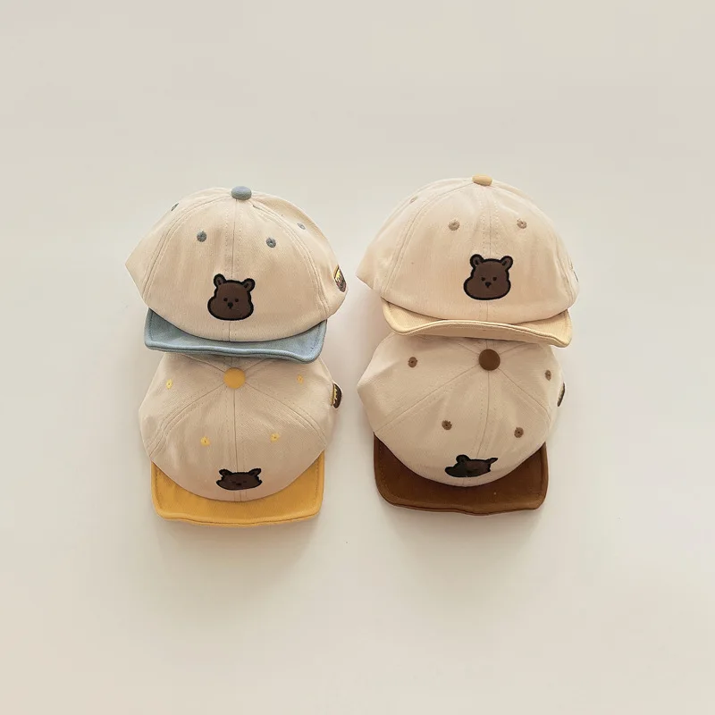 

Autumn Spring Baby Baseball Hats Cartoon Bear Pattern Kids Boys Girls Sun Hat Cotton Winter Children Peaked Caps