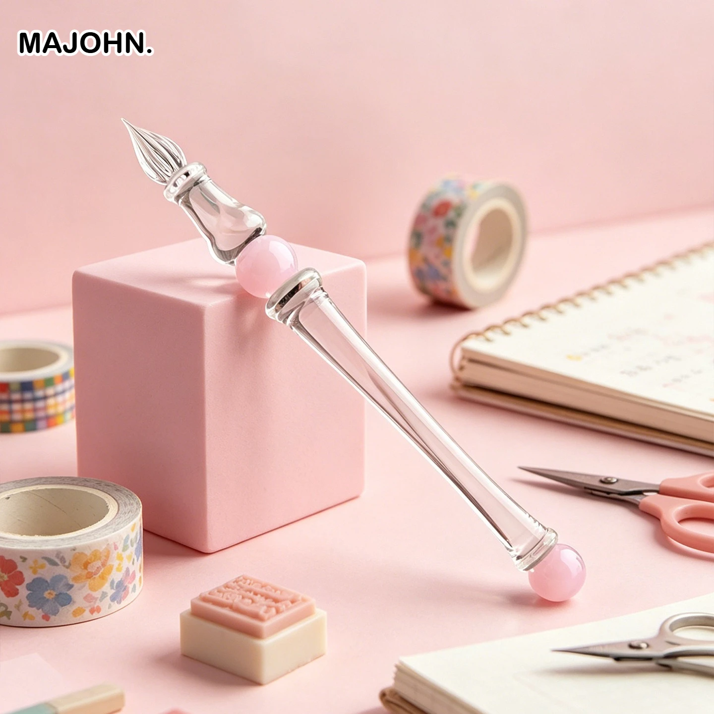 MAJOHN Lamp Shade Crystal Glass Dip Pen Drawing Hand Account Line DIY Creation Smooth Writing Stationery Office School Supplies