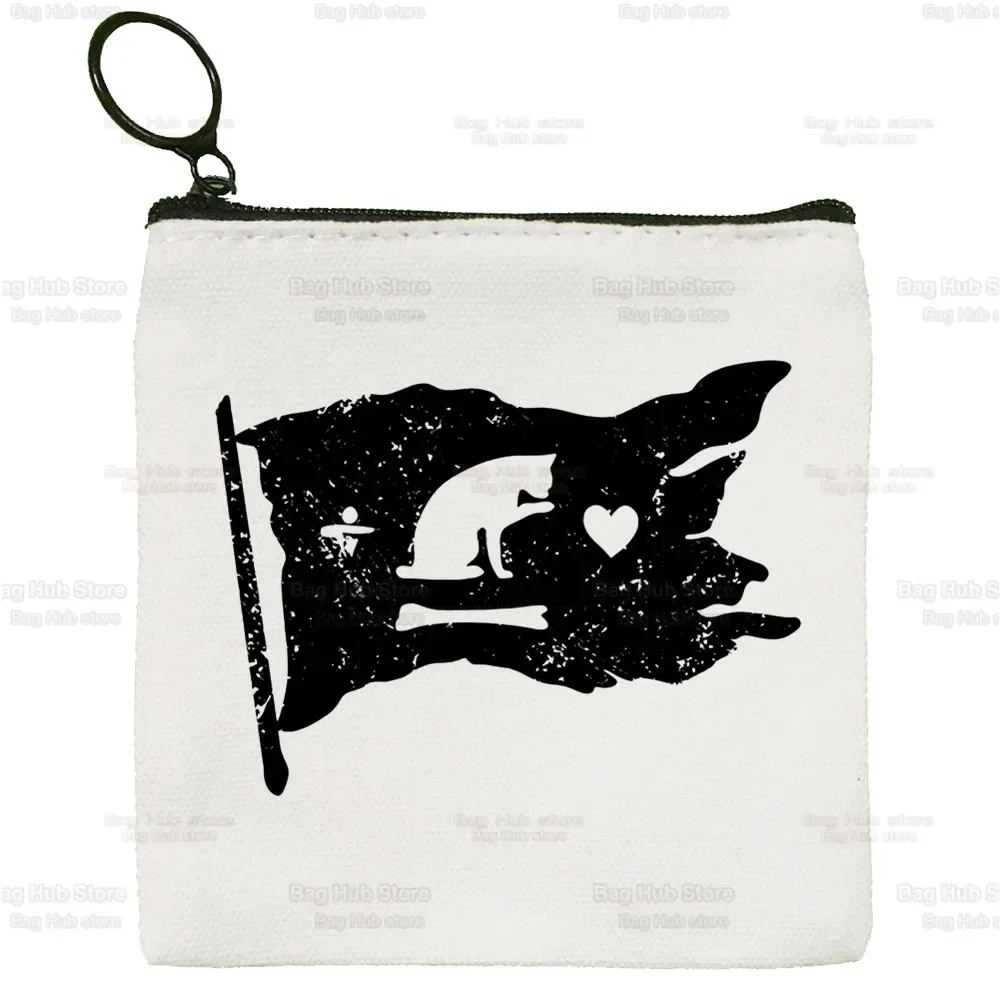 Our Flag Means Death Cat Flag Coin Purse Vintage Mini Wallet Change Pouch Household Portable Keys Card Storage Card Bag Zipper