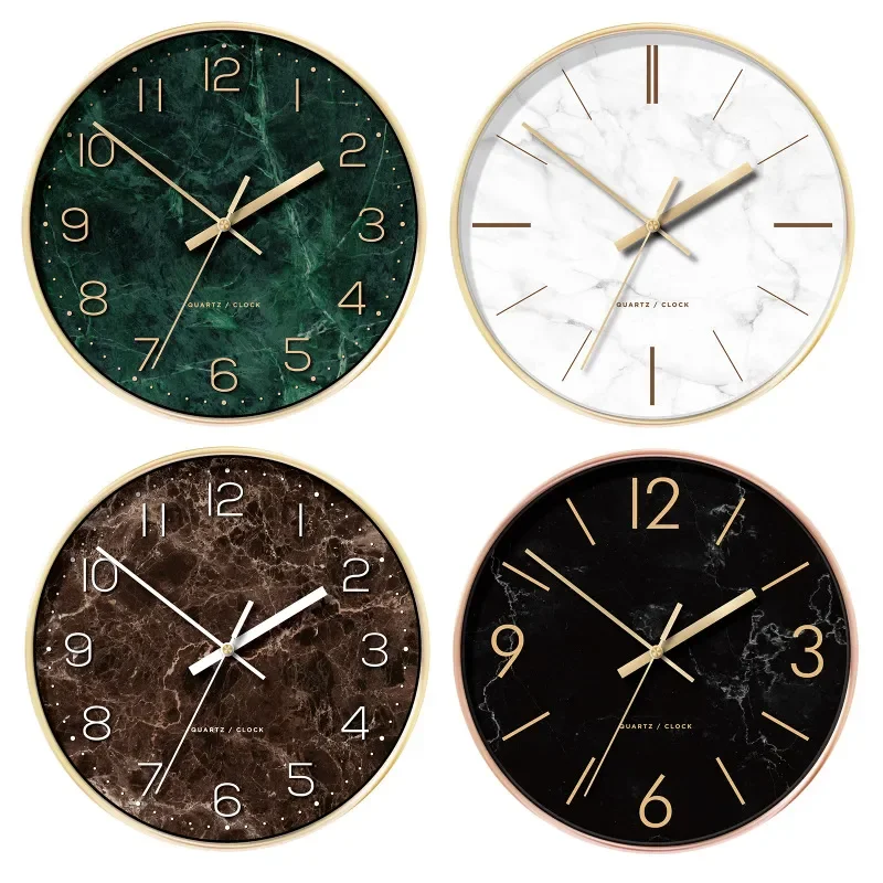 Nordic Light Luxury Marble Wall Clock Silent Roman Numeral Digital Creative Home Decor for Living Room Modern Design