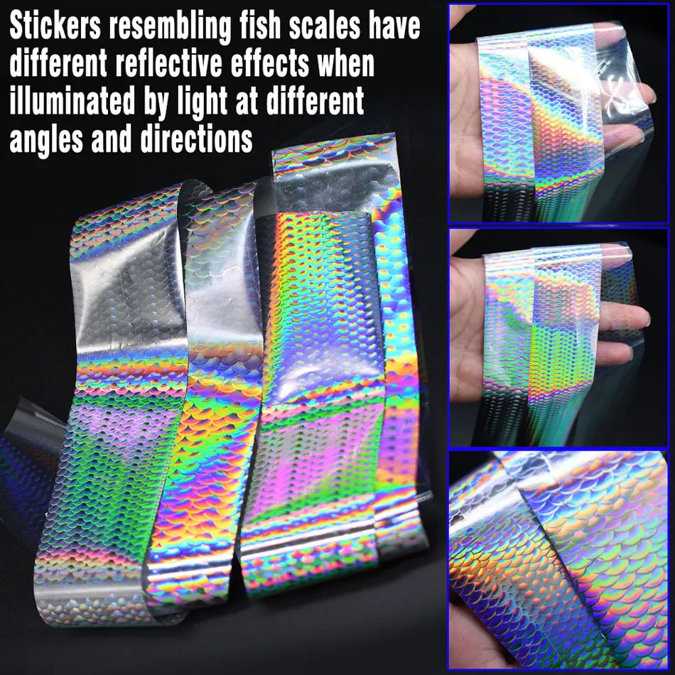 4X50CM Holographische Fischschuppen Transferfolie Kunst DIY Laser Silber Aufkleber Heißprägefolie für Angelköder – Detail 5