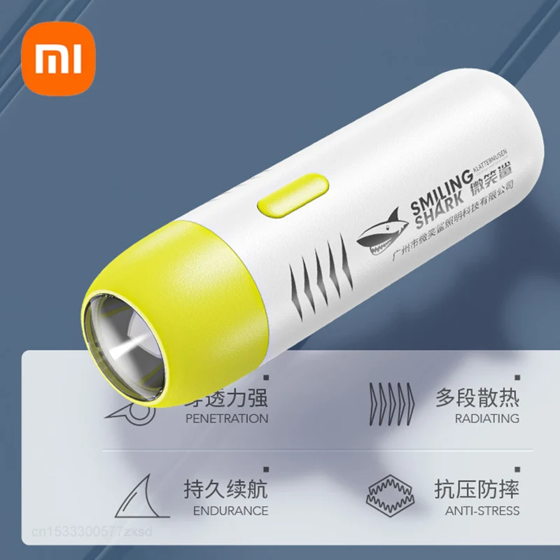 Xiaomi Outdoor Mini Flashlight ABS Portable USB Charging Strong Lights Waterproof Camping Emergency Night Light Children\'s Gifts