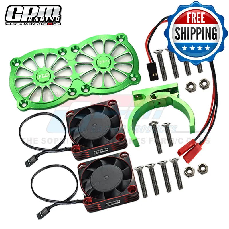 GPM Alloy 7075-T6 مروحة تبريد بإطار معدني مزدوج عالي السرعة لسيارة Traxxas 1/5 X-Maxx 6S/8S Arrma Kraton Outcast RC CAR