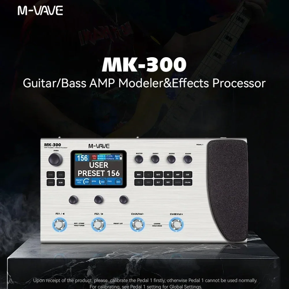 M-VAVE MK-300 Guitar Multi-Effects Processor Pedal 120AMP Looper+128 Drum 150s 11 FX Module Guitar Pedal MIDI Neural Modelings