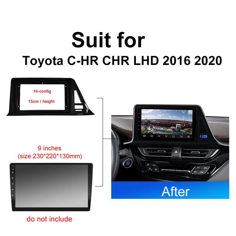 Kenvox 9 Inch Car Frame Fascia wire cable Adapter Untuk Toyota CHR C-HR LHD 2016 2020 Android Radio stereo Dash Fitting Panel Kit