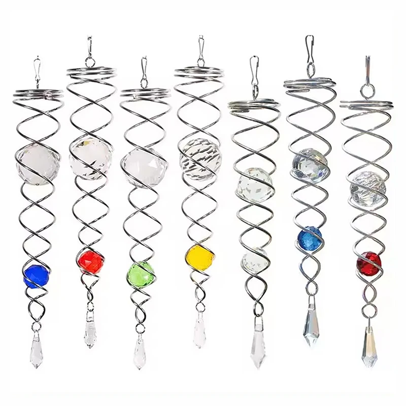 Sun Catcher Wind Spinner Decorative Spiral Spiral Wind Spinner Gazing Ball Spiral Tail Wind Spinner Stabilizer Hanging Crystals