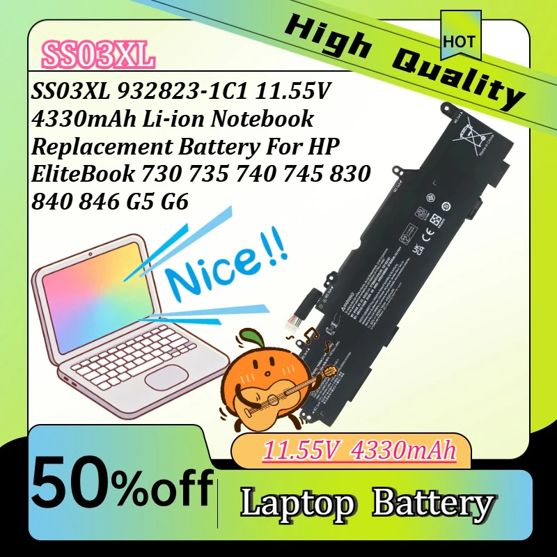 SS03XL 932823-1C1 11.55V 4330mAh Li-ion Notebook Replacement Battery For HP EliteBook 730 735 740 745 830 840 846 G5 G6