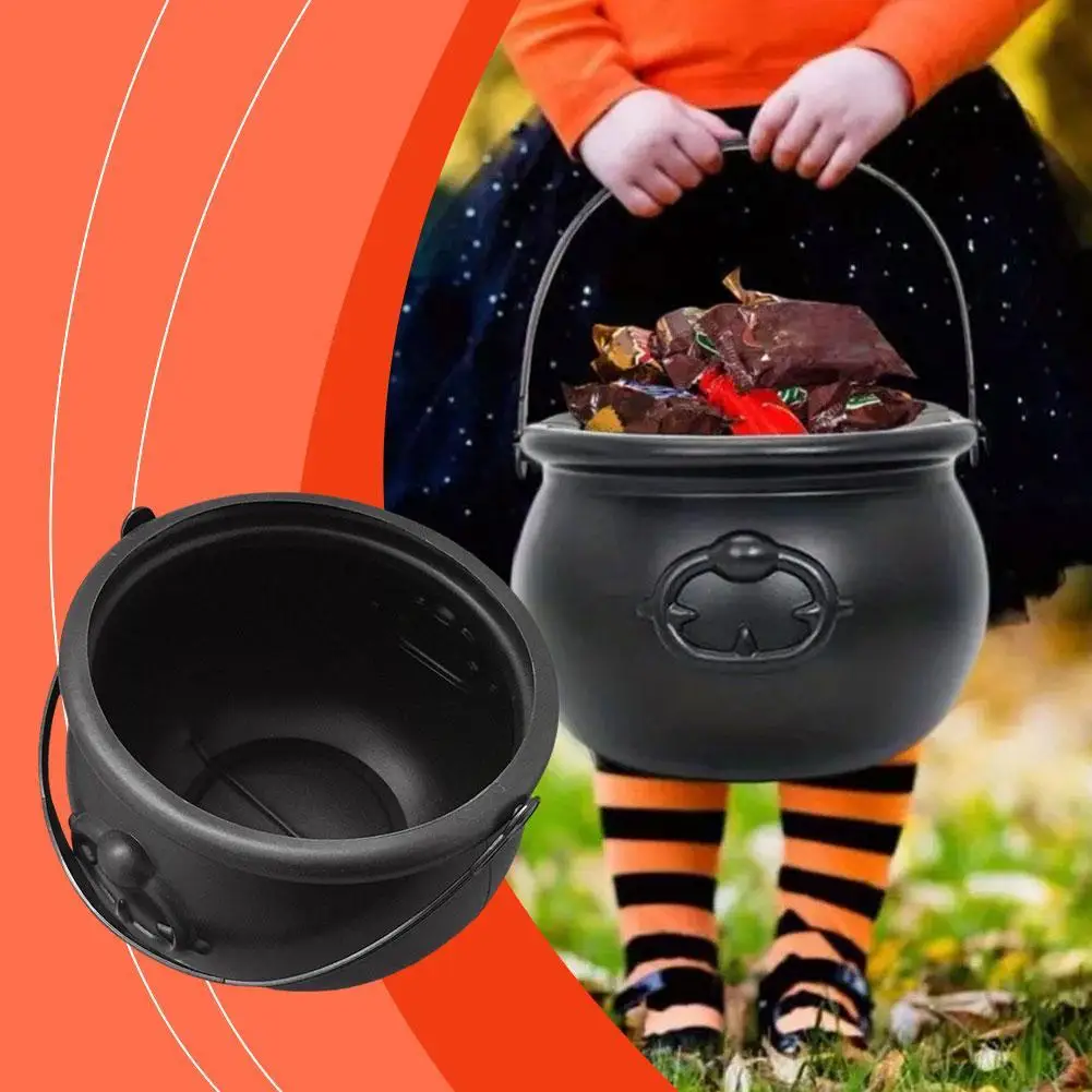 Black Witch Candy Bucket Plastic Imitation Potions Cauldron Halloween Party Decorations for Kids Toy O7P2