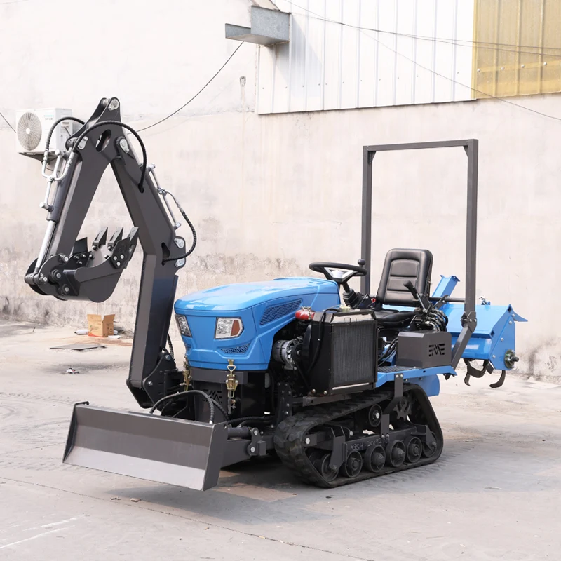 Customized Plowing Machine with High Configuration, Three-Point Hitch and Excavator Bucket - Crawler Rotary Tiller for Tractor