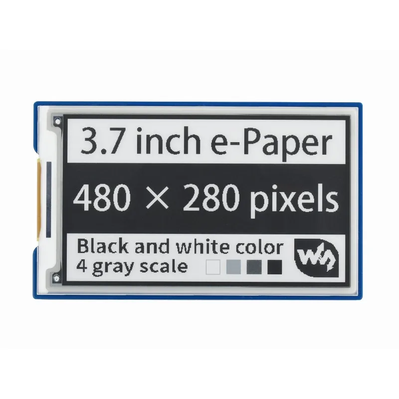 Waveshare 3.7inch e-Paper e-Ink Display HAT For Raspberry Pi, 480×280, Black / White, 4 Grey Scales, SPI