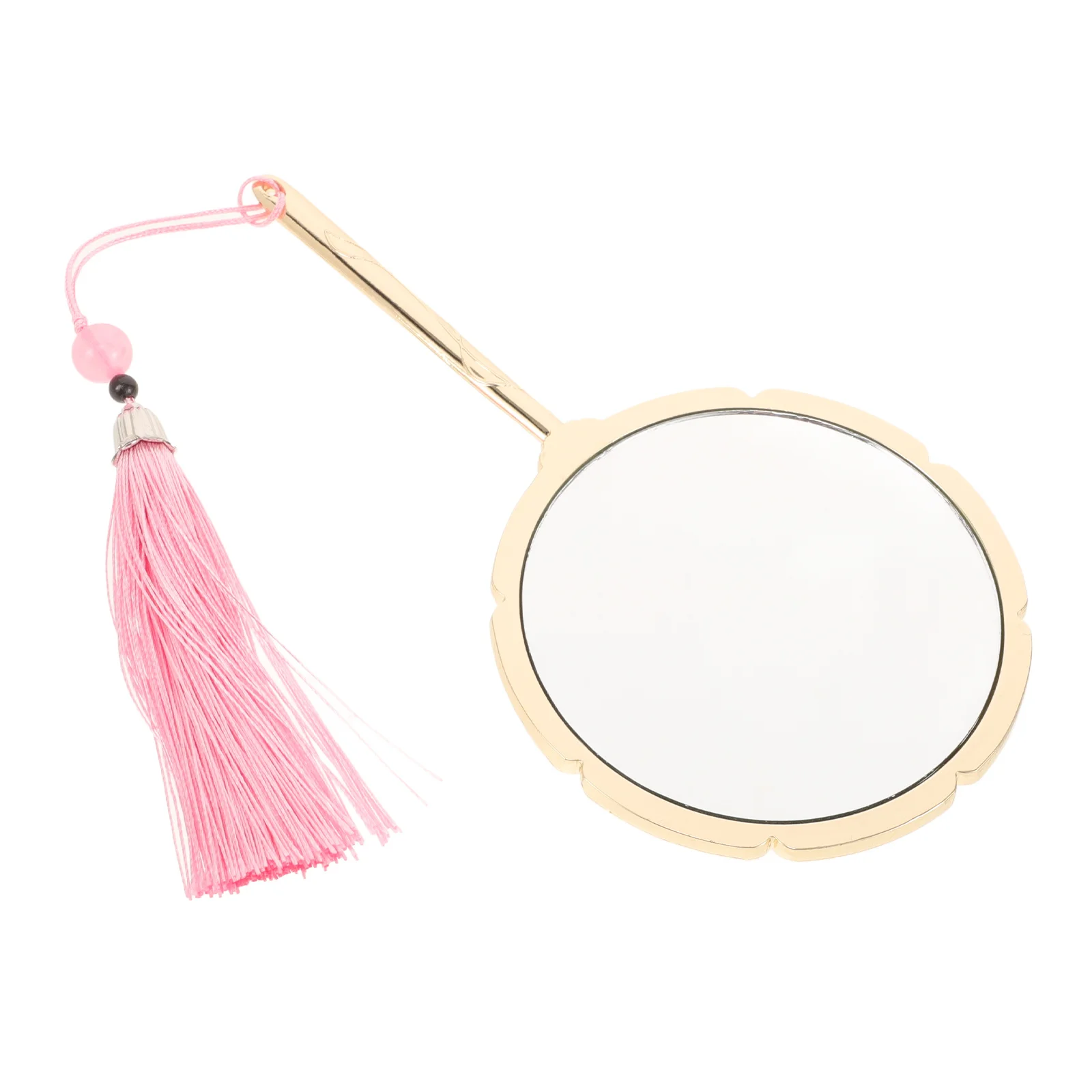 Portable Vintage Hand Mirror Gold Tassel Design Clear Reflection Ideal for on The Go Touch Ups Vintage Mirror Small