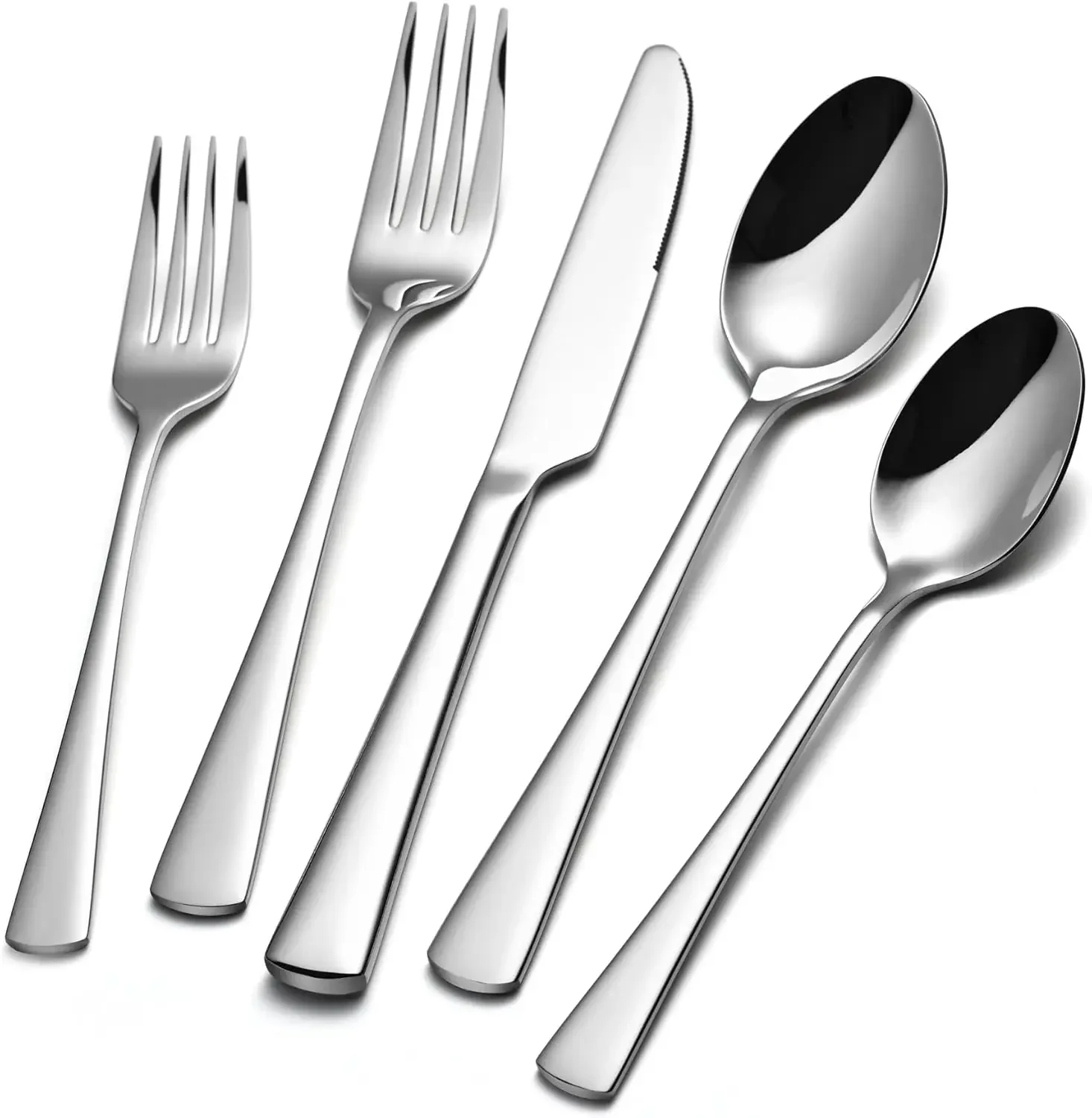 

KINGSTONE Silverware Set for 8, 40-Piece Forged 18/10 Stainless Steel Flatware Set,Mirror Finish Cutlery Set Dishwasher Safe for