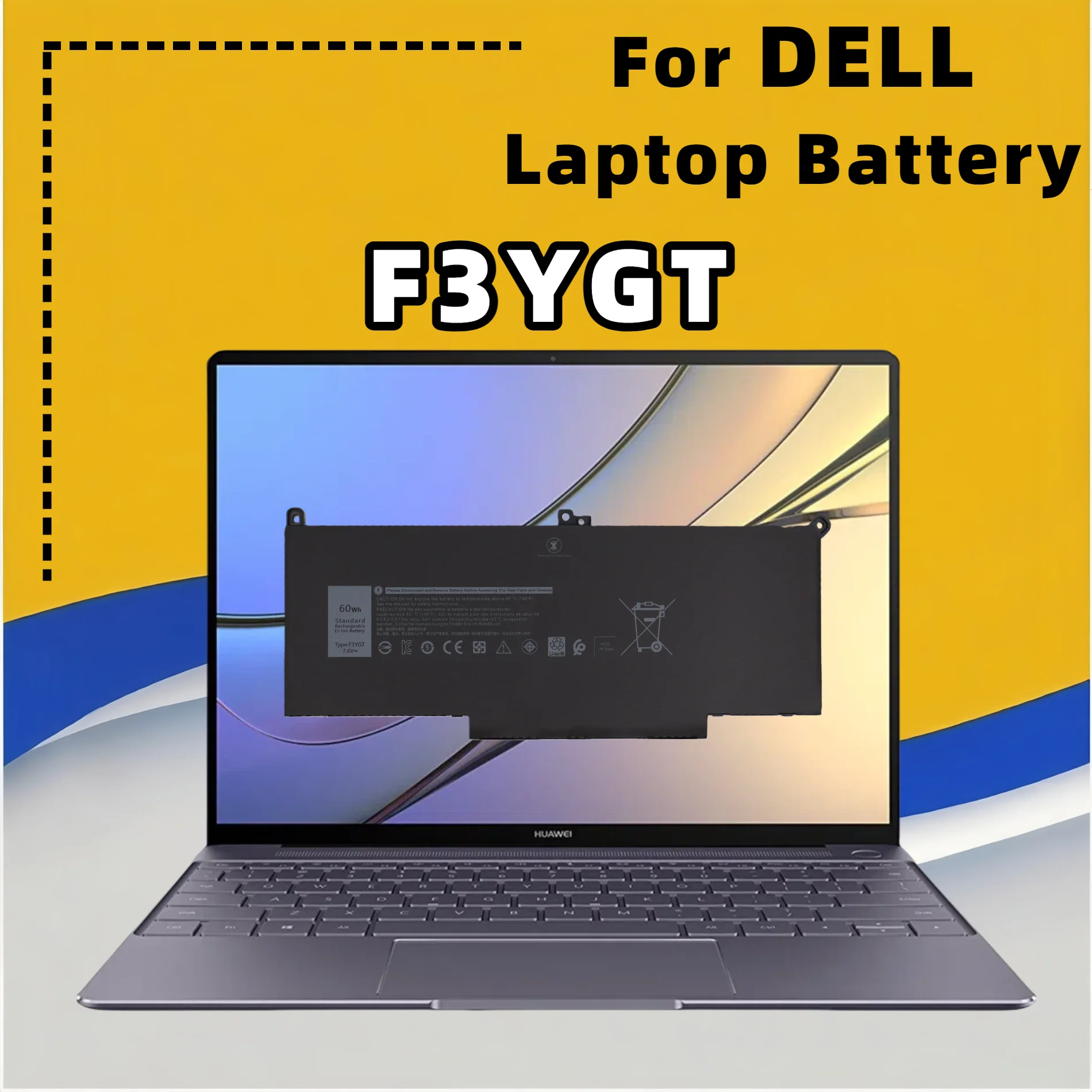 FRLESUI For DELL Latitude 12 7000 E7280 E7290 E7380 E7390 E7480 E7490 F3YGT 2X39G F3YGT DJ1J0 Laptop Battery 13-months warranty