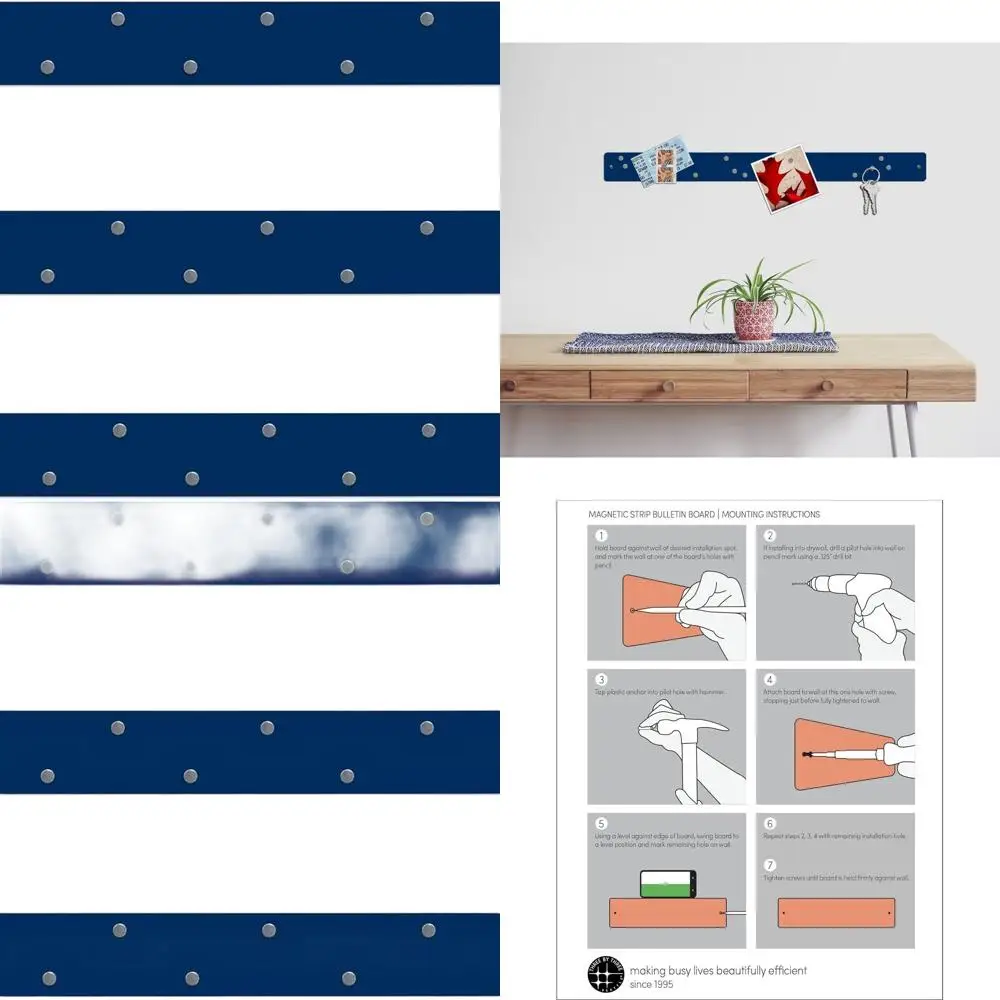 

Набор из трех магнитных досок для заметок 28x2.5 см, темно-синие, с 12 редкоземельными магнитами