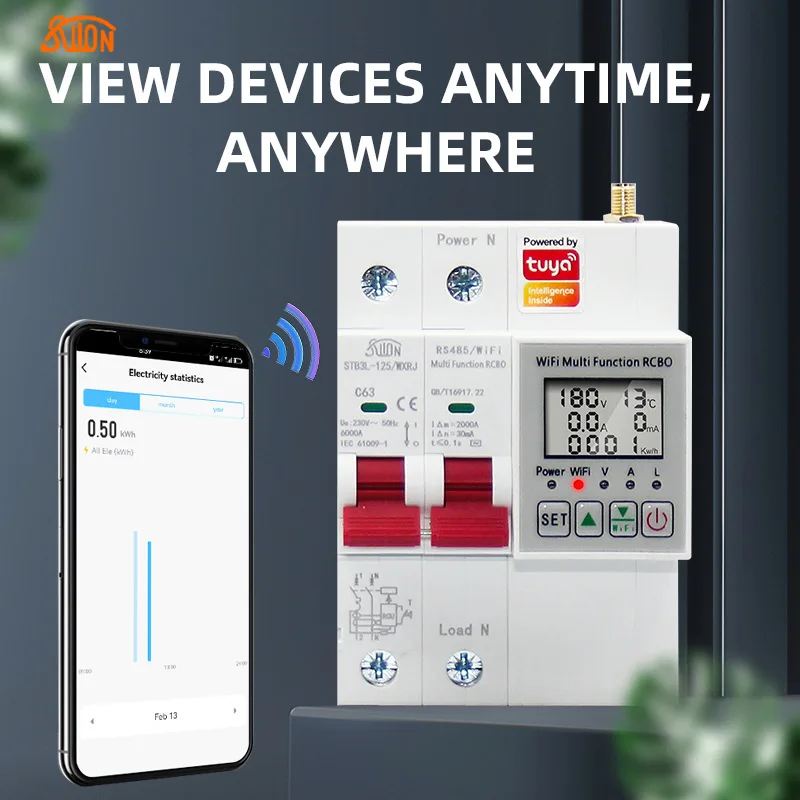 

Wifi Intelligent Circuit Breaker with Display Screen with Power Statistics with Leakage Remote Control Empty Opening