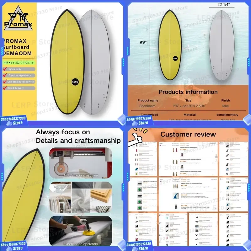 5'6 Customizable EPS Surfboards with Resin Tint, Superior Quality Short Boards for Branding