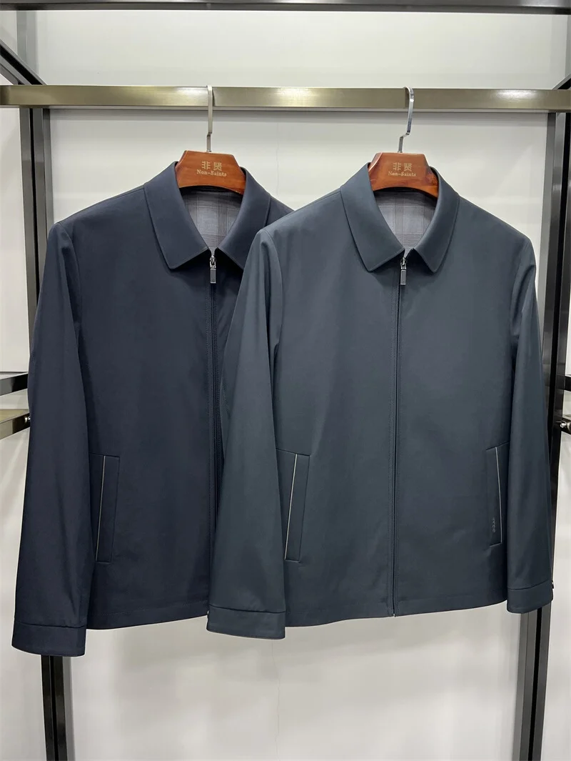 

Non-Saints Men's Classic Collar Zipper Jaet Casual Busin Sle Spring Outerwear Long Sve Stand Fit