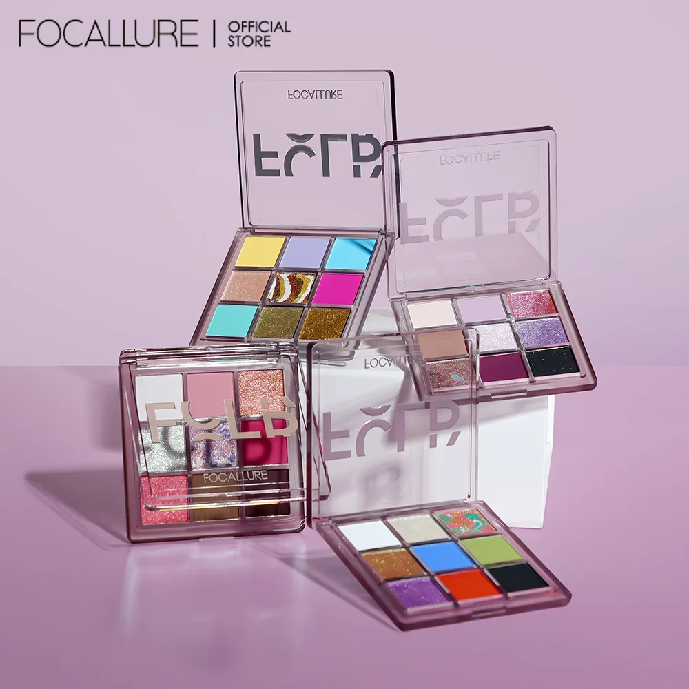 FOCALLURE-paleta de sombras de ojos de diamante, 9 colores, brillo nacarado de larga duración, sombra de ojos mate Natural, polvo, Cosméticos de