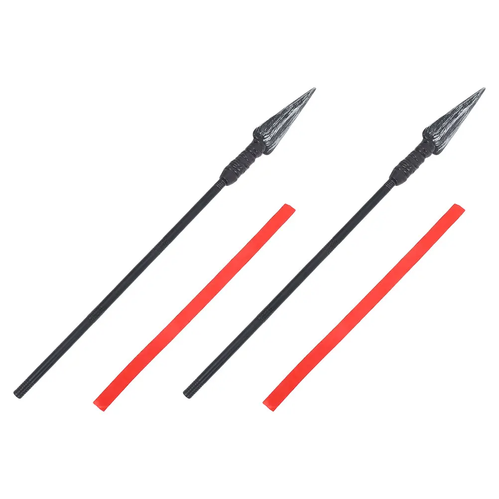 

2pcs Medieval Knight Costume Accessories Carnival Party Role Play Props Lightweight Red Tassels Pike Interactive Game Plaything