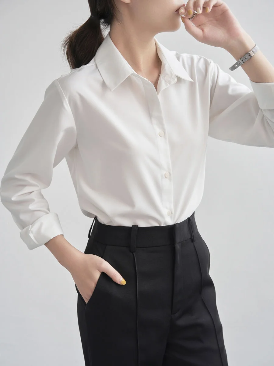 

Женская длинная све irt, весна-лето, новинка, свободная посадка, однотонная, на пуговицах, офисная повседневная внутренняя основа...