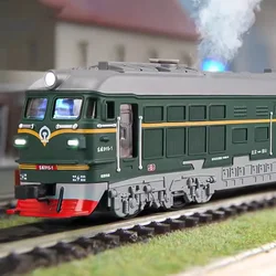 1:86 Alloy Vintage Green Leather Train Model Toy Car Metal Body Spray Pull Back Sound Light Toys Models Collection Gifts for Kid