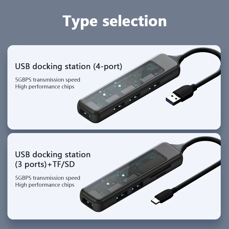 USB 3.0 허브 도킹 스테이션 개인 모델 1~4개의 C형 분배기 SD/TF 카드 리더기 - 데스크탑 컴퓨터 액세서리