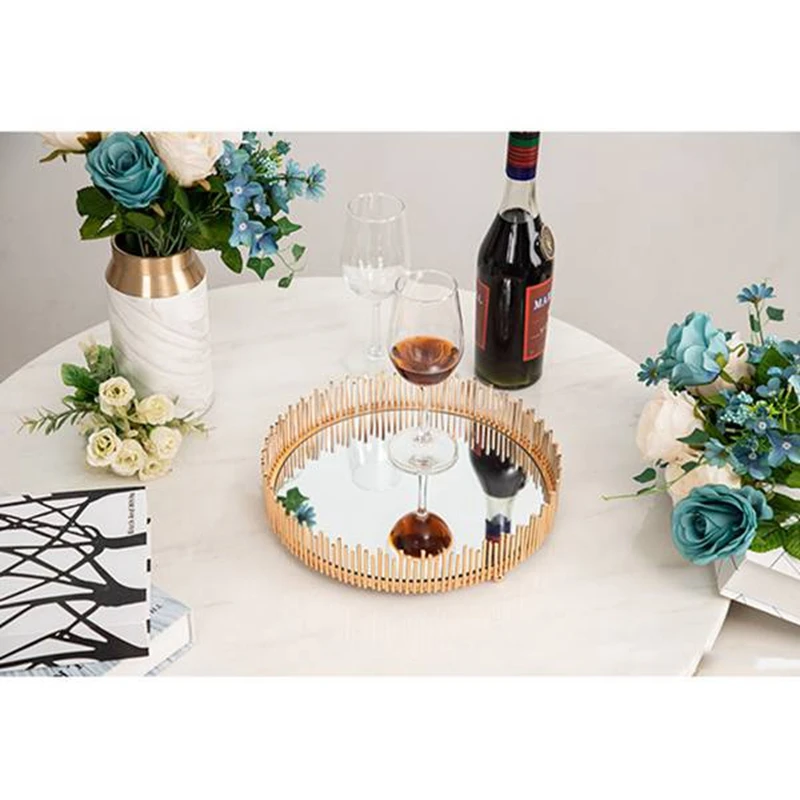 

【Clearance Sale】Luxurious Mirror Iron Tray Living Room Jewelry Cosmetic Storage Tray Exhibition Hall Display Stand Photography P