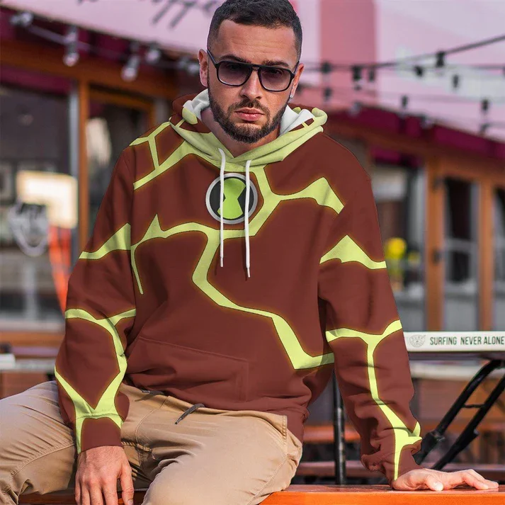 أنيمي Omnitrix Ben10 تأثيري هوديي النساء الرجال Harajuku البلوز بنين بنات Y2K الشارع الشهير الهيب هوب البلوز مقنعين سترة