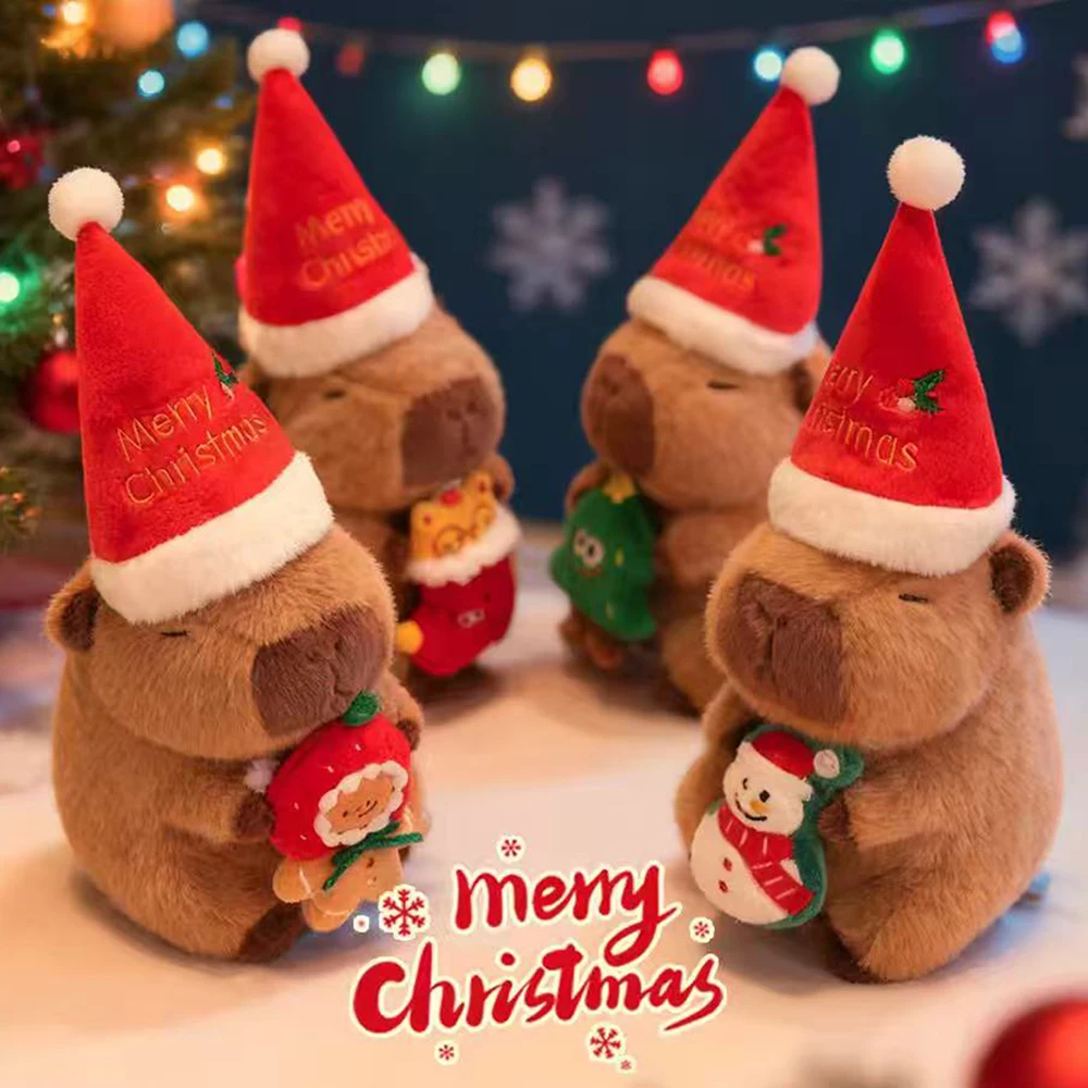 20cm lindo Navidad hombre de jengibre capibara de peluche árbol de Navidad capibara abrazo muñeco de nieve muñeco de capibara regalo de Navidad para niños