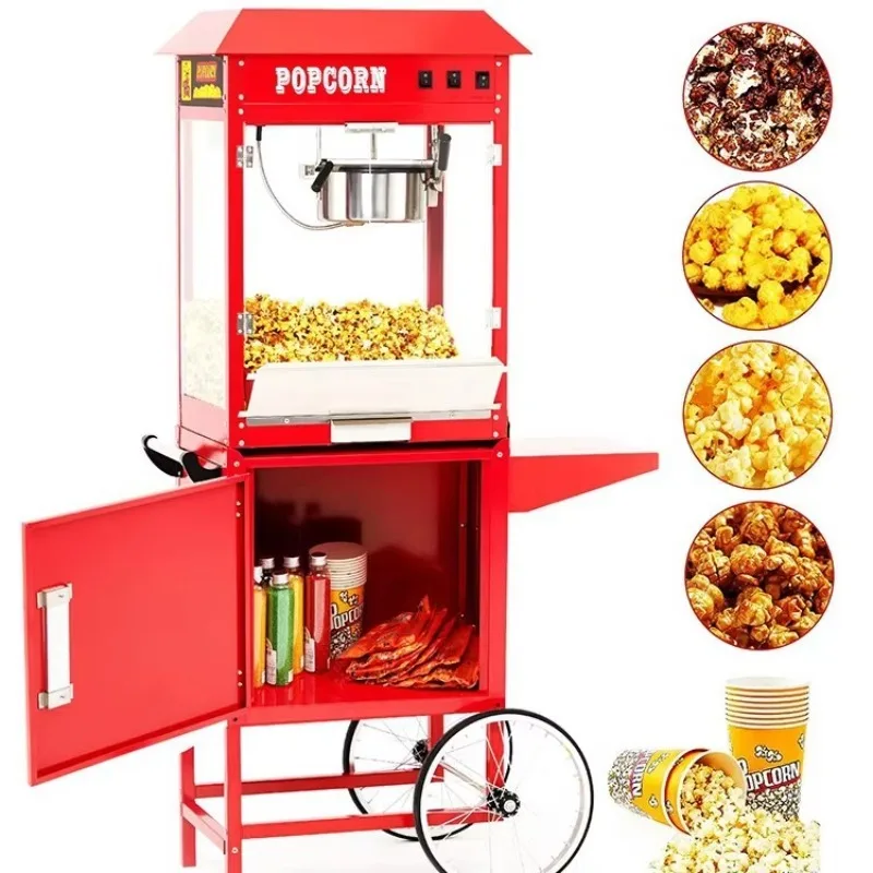 Electric Popcorn Machine, 8oz Capacity, 1600W, Automatic, Spherical Butterfly Kernels, Commercial Grade, Popcorn Maker