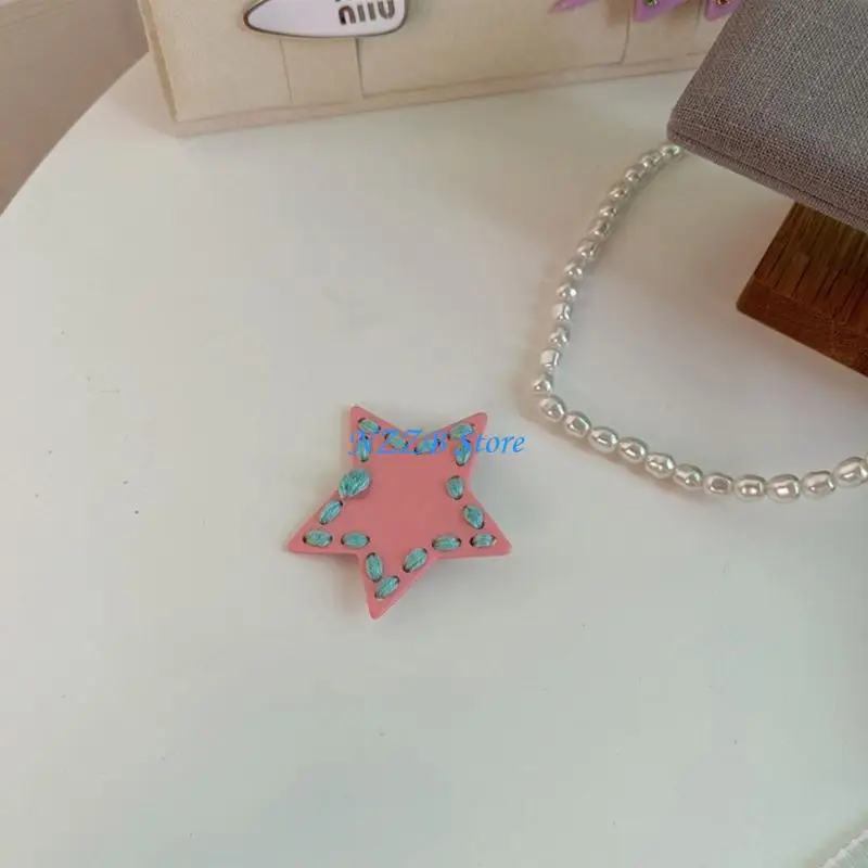 

T21F Knitting Wool Clips Y2K Star Barrette Five-pointed Star Hair Clips