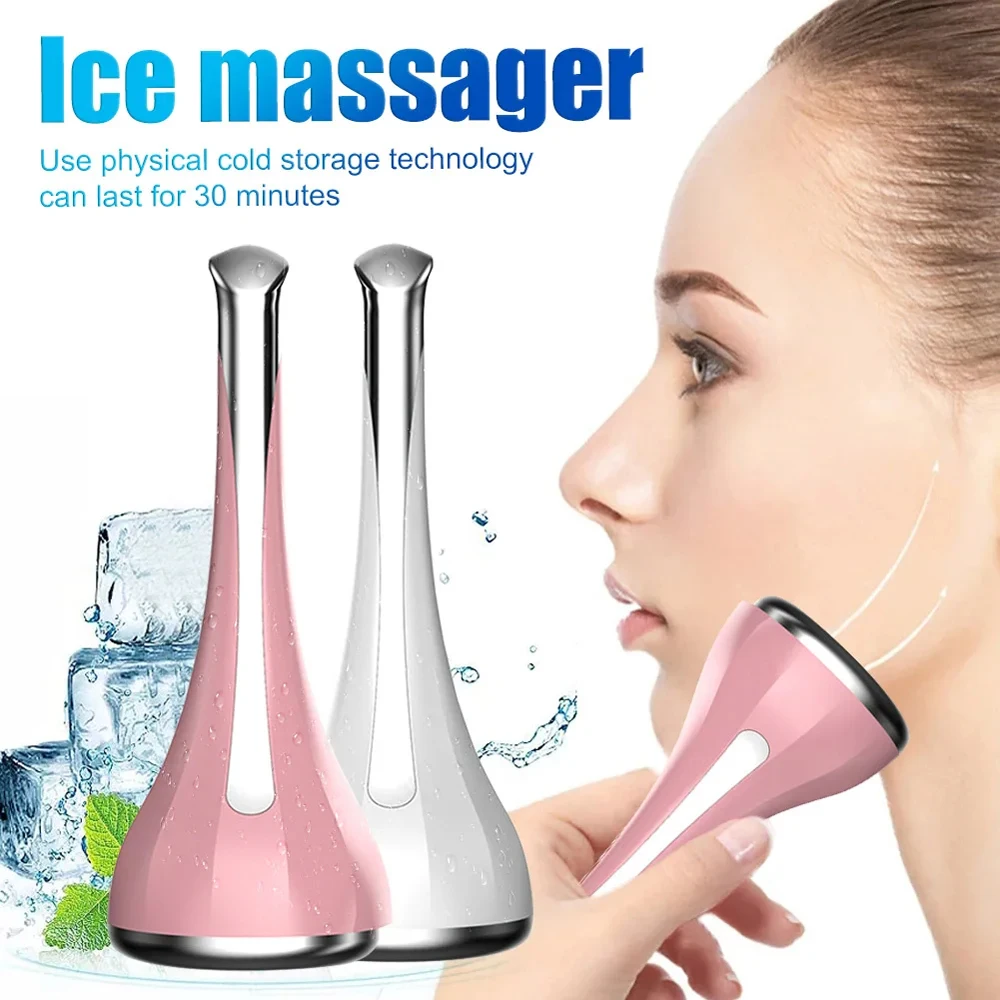 Rodillo masajeador de hielo Facial, martillo frío, dispositivo para el cuidado de la belleza Facial, martillo de hielo, bolsas para los ojos, alivia el enrojecimiento, alergia, quemaduras solares, reduce los poros